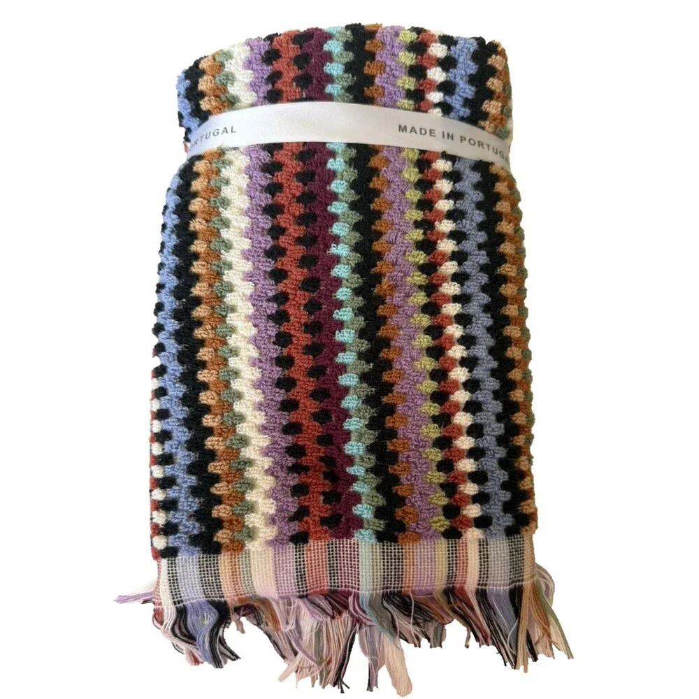Felpinter Hand Towels Set of 2 Made in Portugal Multicolor Dotted Stripes Luxury